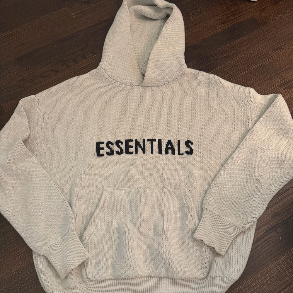 Essentials Beige Knit Hoodie